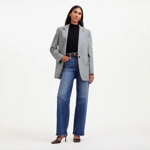 MADEWELL The Kline Blazer in True Black Houndstooth Oversize Size 8